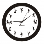 Часы настенные DANCERUSSIA с силуэтами разных танцевальных стилей (обод черный) 