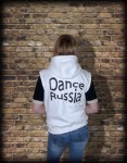 Толстовка DANCERUSSIA с отстегивающимися рукавами. Цвет белый.